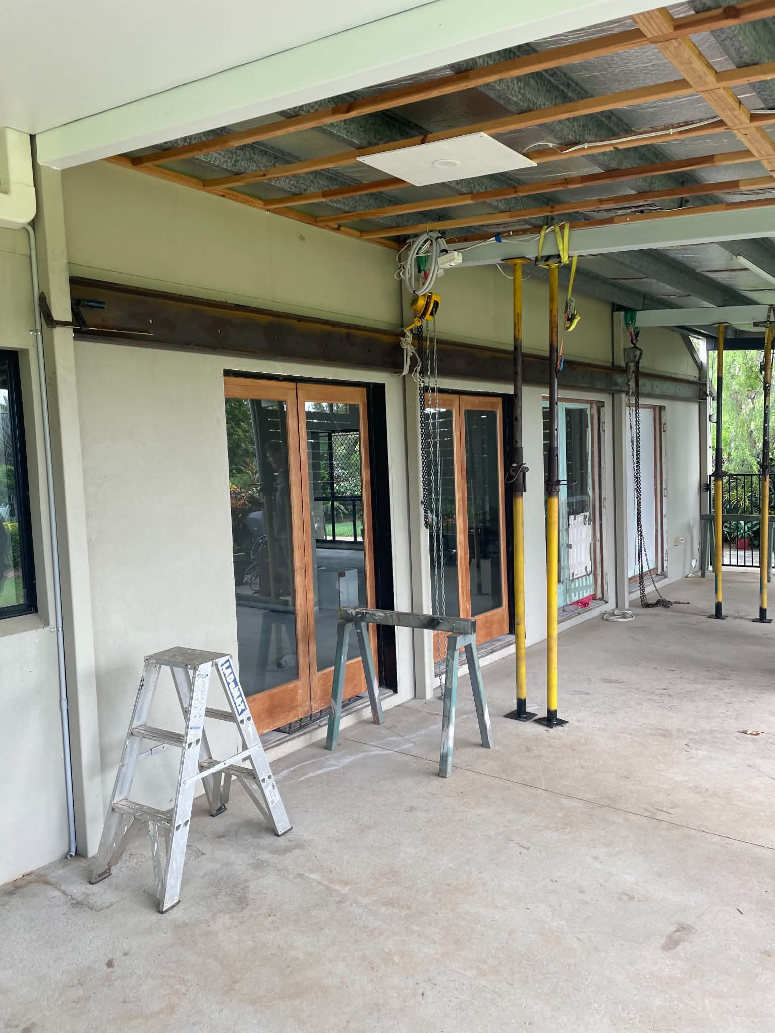 Verandah with steel posts and handrail